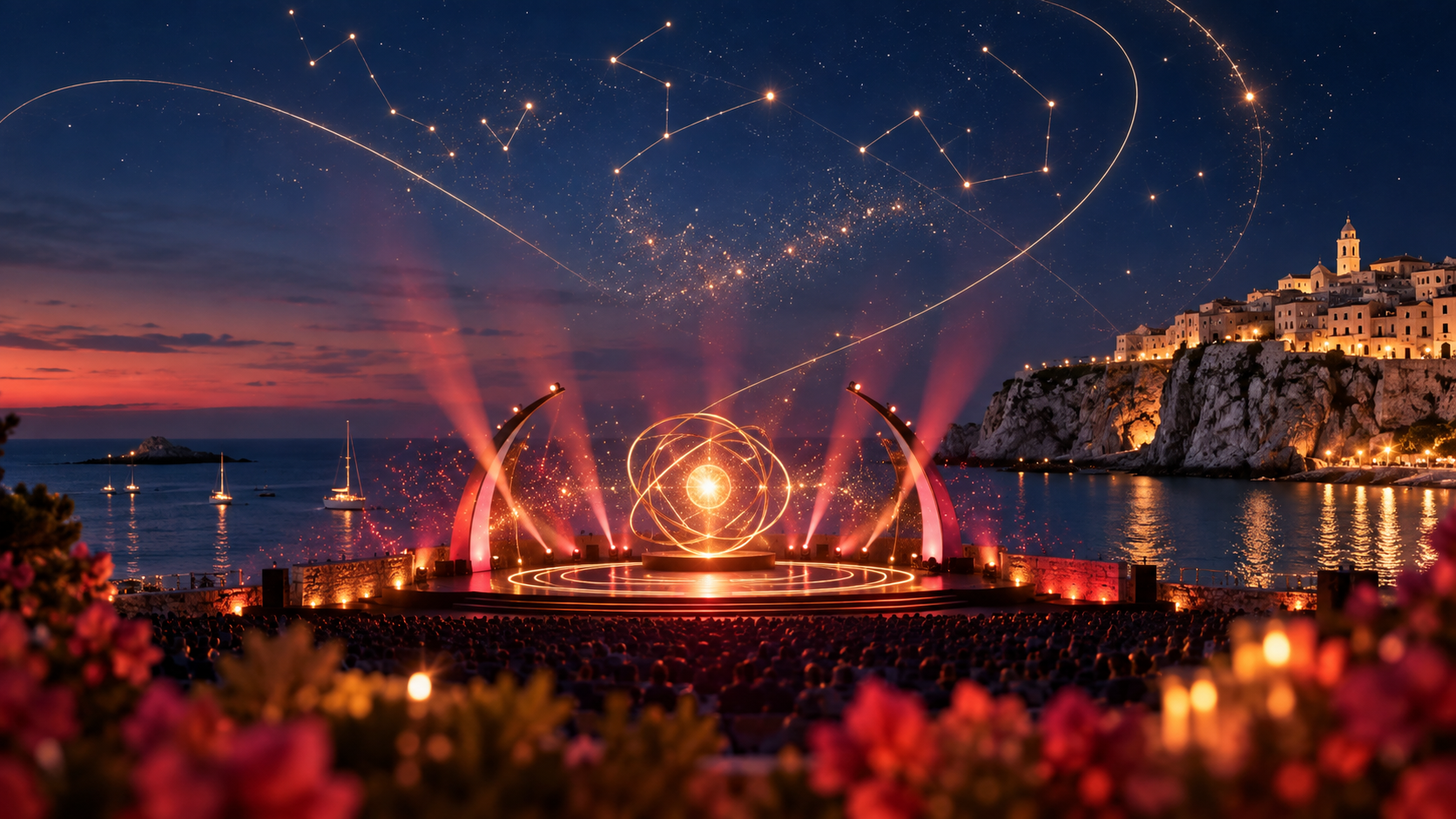 Grafica dello Stupor Festival, tra luce, scienza e meraviglia a Vieste in Love 2026